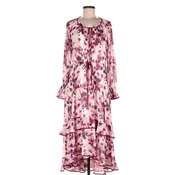 MARCHESA Pom Maxi Dress In Plum - Picture 3 of 7